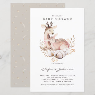 Boho Mamma och Baby Hjort Baby Shower-inbjudan