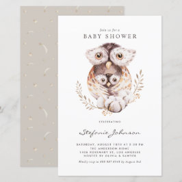 Boho Mamma och Baby Uggla Baby Shower-inbjudan