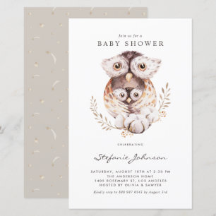 Boho Mamma och Baby Ugglan Baby Chilla Inbjudan