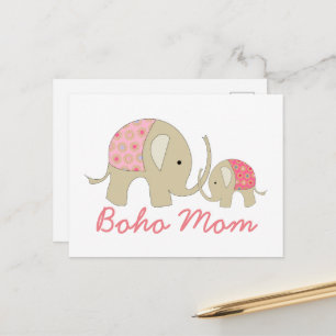 Boho Mamma, Rosa Elephant Vykort
