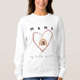 Boho Mamma Text w/ Måne Feathers Kid Namn White T Shirt