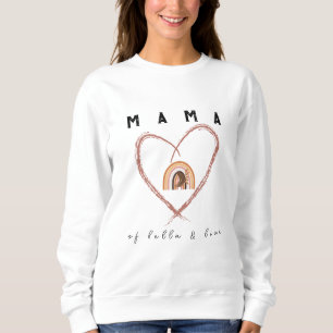 Boho Mamma Text w/ Måne Feathers Kid Namn White T Shirt