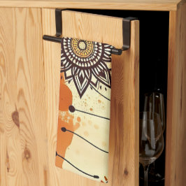 Boho Mandala Autumn Warm Rustic Blommigt Kökshandduk