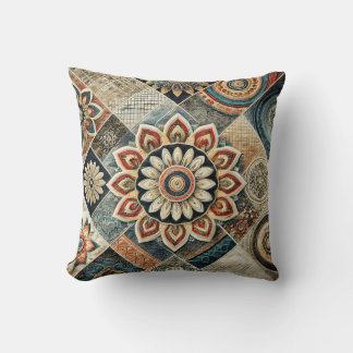 Boho Mandala Blommigt Modern Art Dekorativ kudde