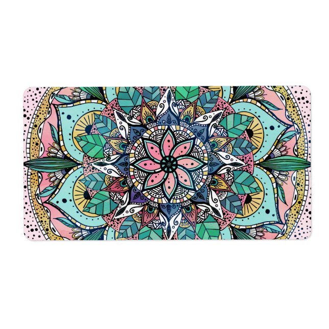 Boho Mandala Colorful Watercolor Blommigt Fraktsedel (Framsidan)