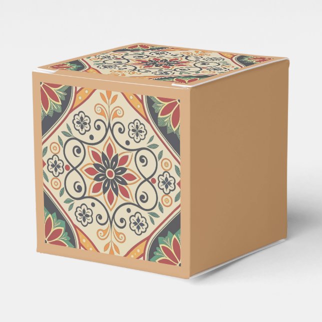 Boho Mandala Favor Box – Jordnära blommönster Presentaskar (Framsidan Sidan)