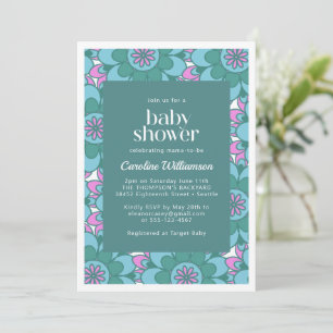 Boho Mandala Flower Colorful Groovy Baby Shower Inbjudningar