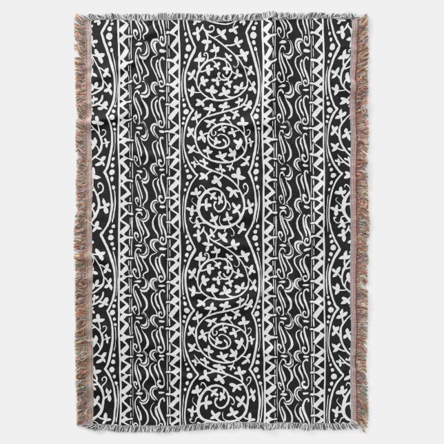 Boho Mandala Flower & Löv Throw Blanket Filt (Framsidan Vertikal)