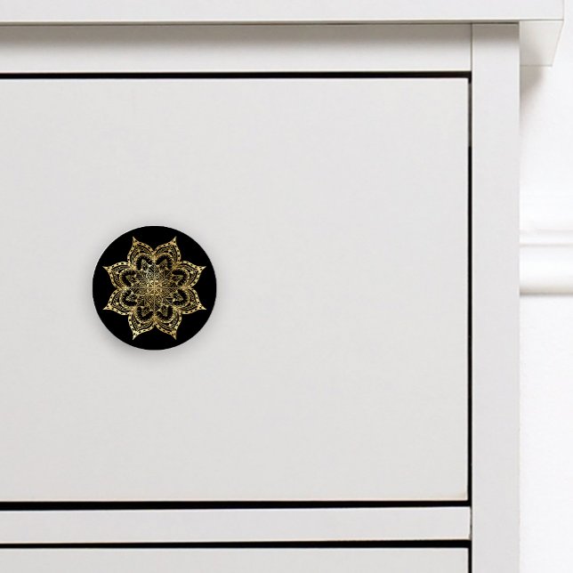 Boho Mandala Guld Black Knopp (Skapare uppladdad)