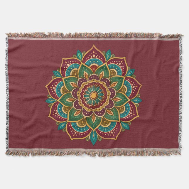 Boho Mandala Hippie Boho Filt (Framsidan)