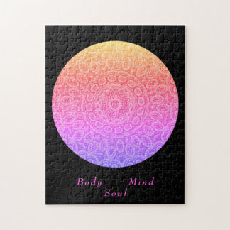 Boho mandala modern rosa Black meditation script Pussel
