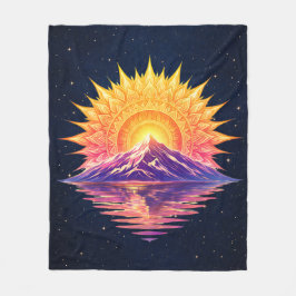 Boho Mandala Mountain Sunset | Cosmic Night Sky Fleecefilt