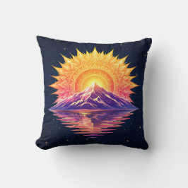 Boho Mandala Mountain Sunset | Cosmic Night Sky Kudde