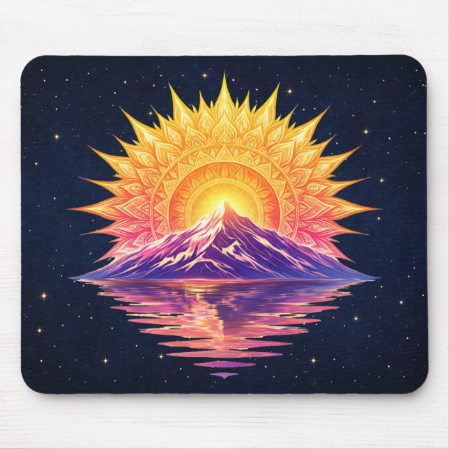 Boho Mandala Mountain Sunset | Cosmic Night Sky Musmatta (Framsidan)