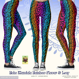 Boho Mandala Rainbow Flower & Löv Leggings