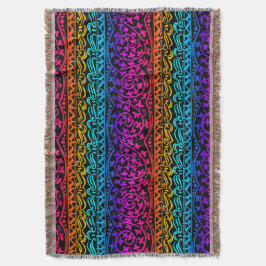 Boho Mandala Rainbow Flower och Löv Throw Blanket Filt