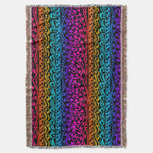 Boho Mandala Rainbow Flower och Löv Throw Blanket Filt