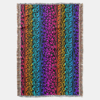 Boho Mandala Rainbow Flower och Löv Throw Blanket Filt