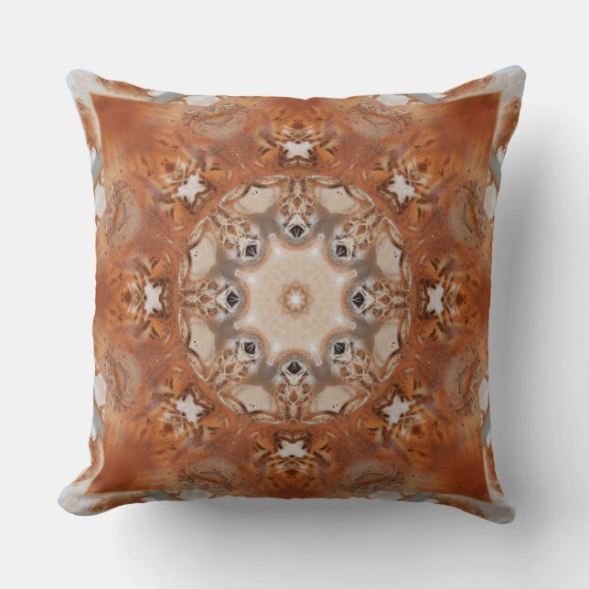 Boho Mandala Rust Grått Dusty Peach Dekorativ kudd Kudde (Framsida)
