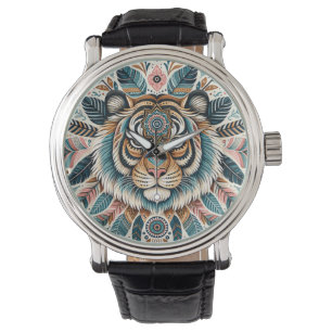 Boho mandala tiger-fjädrar armbandsur