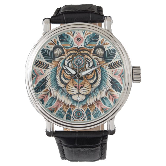 Boho mandala tigerfjädrar kvinna armbandsur (Framsida)