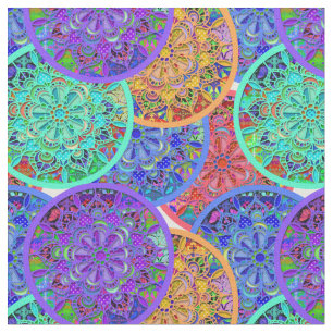 Boho Mandalas Mönster i färglös cirkel Tyg