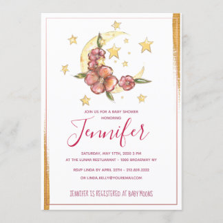 Boho Måne Baby Shower Inbjudningar