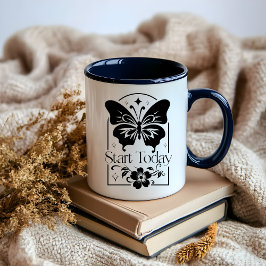 Boho Måne Black and White Positive Affirmation Mugg