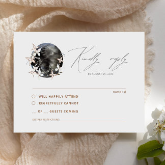 Boho Måne Celestial Botancial Bröllop OSA Tilläggskort