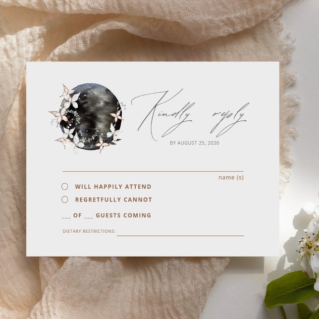 Boho Måne Celestial Botancial Bröllop OSA Tilläggskort (Skapare uppladdad)