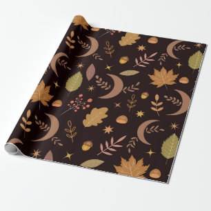 Boho Måne med Höst löv Mönster Presentpapper