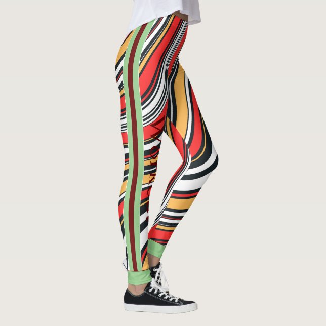 Boho marble mönster l Colorful Red grönt gult Leggings (Höger)