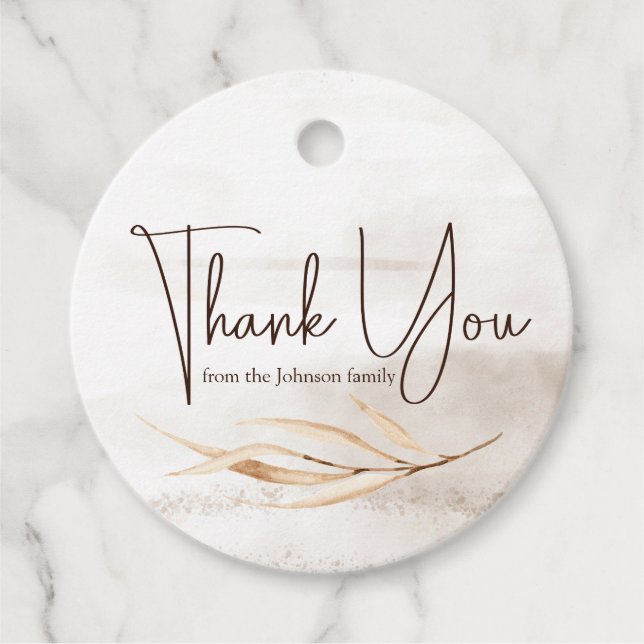 Boho Marble Script Tack Gåvor Etiketter (Framsida)