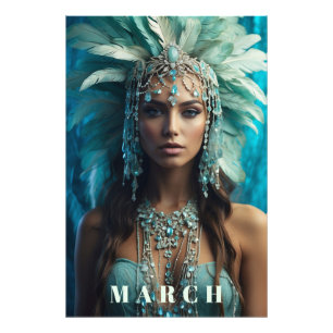 *~* Boho MARCH AP53 AQUAMARINE Headdress Fototryck