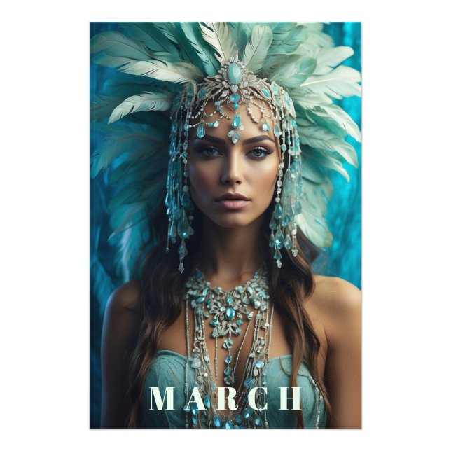 *~* Boho MARCH AP53 AQUAMARINE Headdress Fototryck (Framsidan)