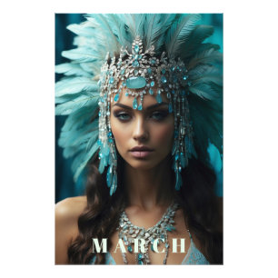 *~* Boho MARCH AP53 Headdress AQUAMARINE Fototryck