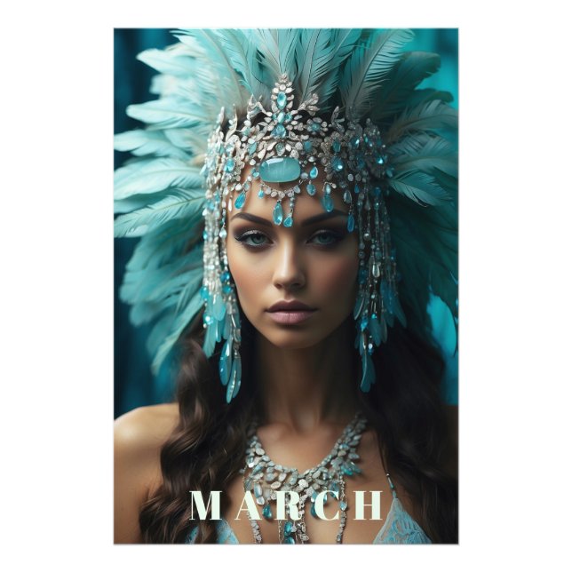 *~* Boho MARCH AP53 Headdress AQUAMARINE Fototryck (Framsidan)