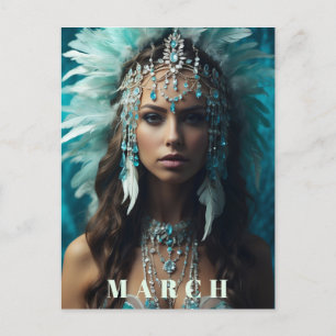 *~* Boho MARCH AQUAMARINE AP53 Headdress Vykort