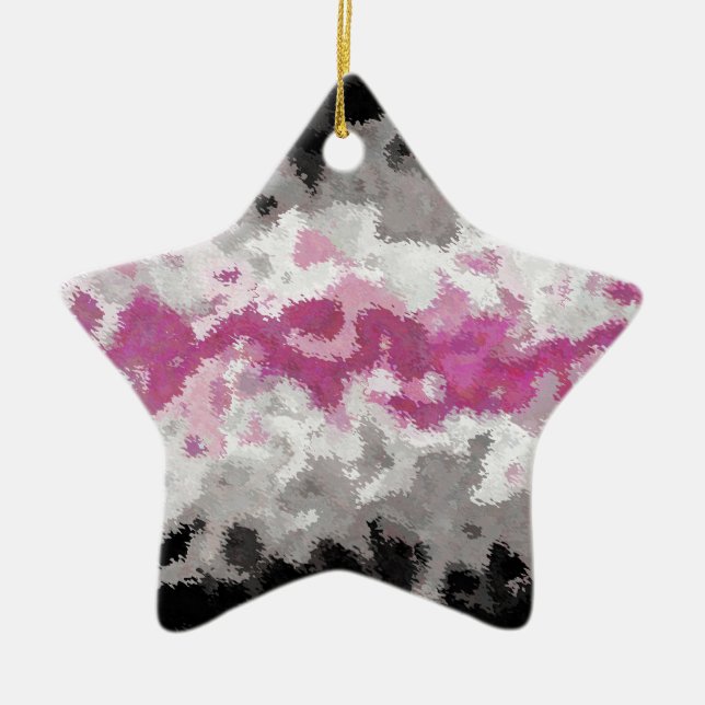 Boho Marmorerad Abstrakt Librafeminist Prideflagga Julgransprydnad Keramik (Framsidan)