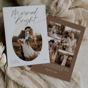 Boho Married & Bright Elegant Script-jul Julkort