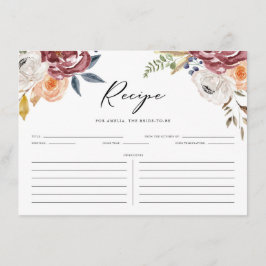 Boho Marsala Autumn Flowers Möhippa Recipe Tilläggskort