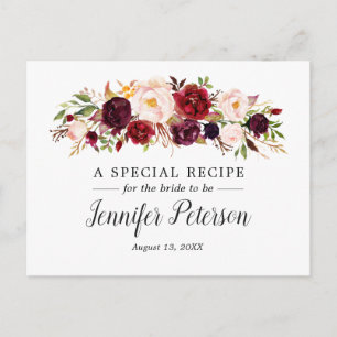 Boho Marsala Blommigt Möhippa Recept Card Vykort