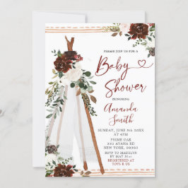 Boho Marsala Teepee-babyduschinbjudan Inbjudningar