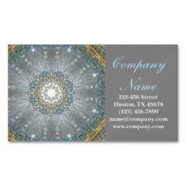 boho masageterapeut Yoga silver blue mandala Magnetiska Visitkort