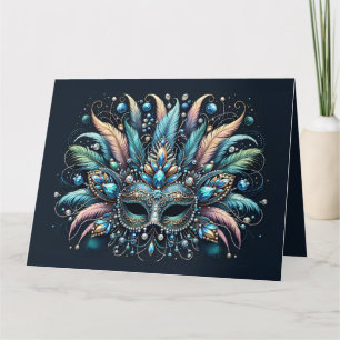 Boho Masquerade Fjäder Juvel Mask Kort