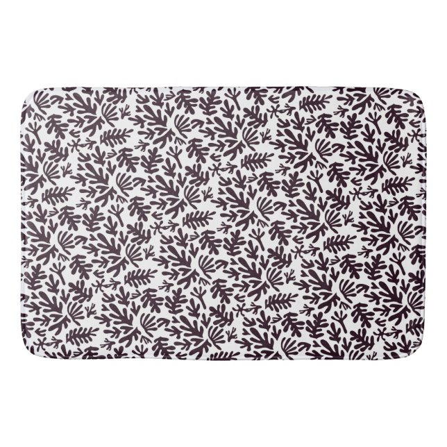 Boho Matisse Botanical Shapes Mönster Black Grått Badrumsmatta (Framsidan)