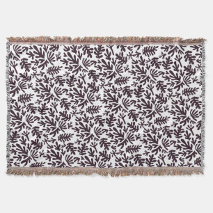 Boho Matisse Botanical Shapes Mönster Black Grått Filt