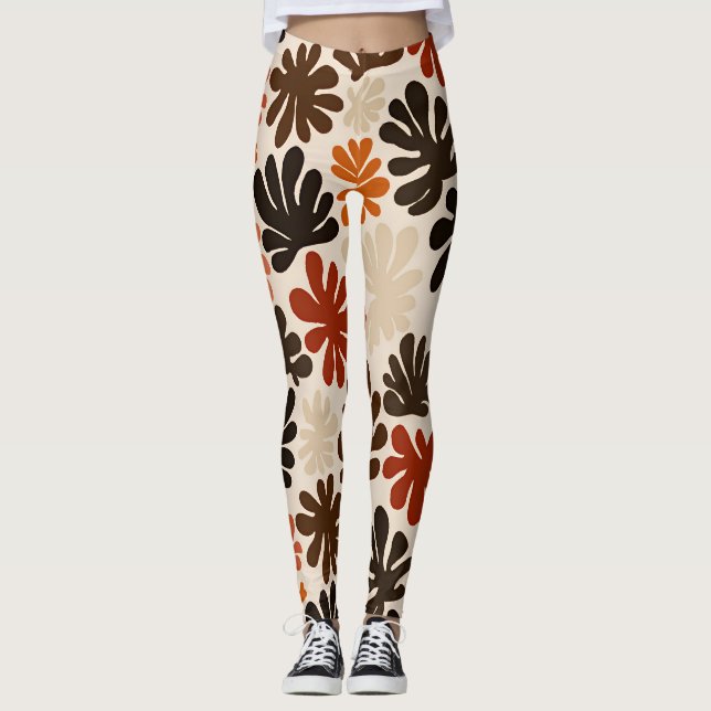 Boho Matisse Flower Pattern  Leggings (Framsida)