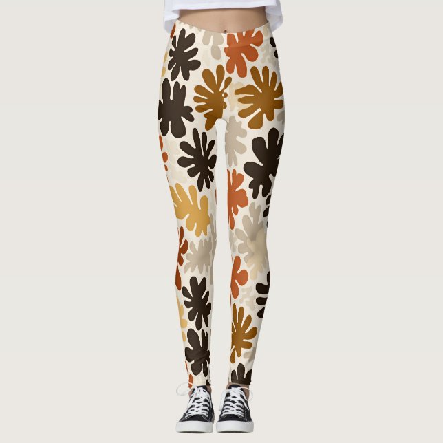 Boho Matisse Flower Pattern  Leggings (Framsida)