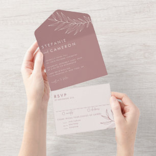Boho Mauve Minimalist Foliage Bröllop